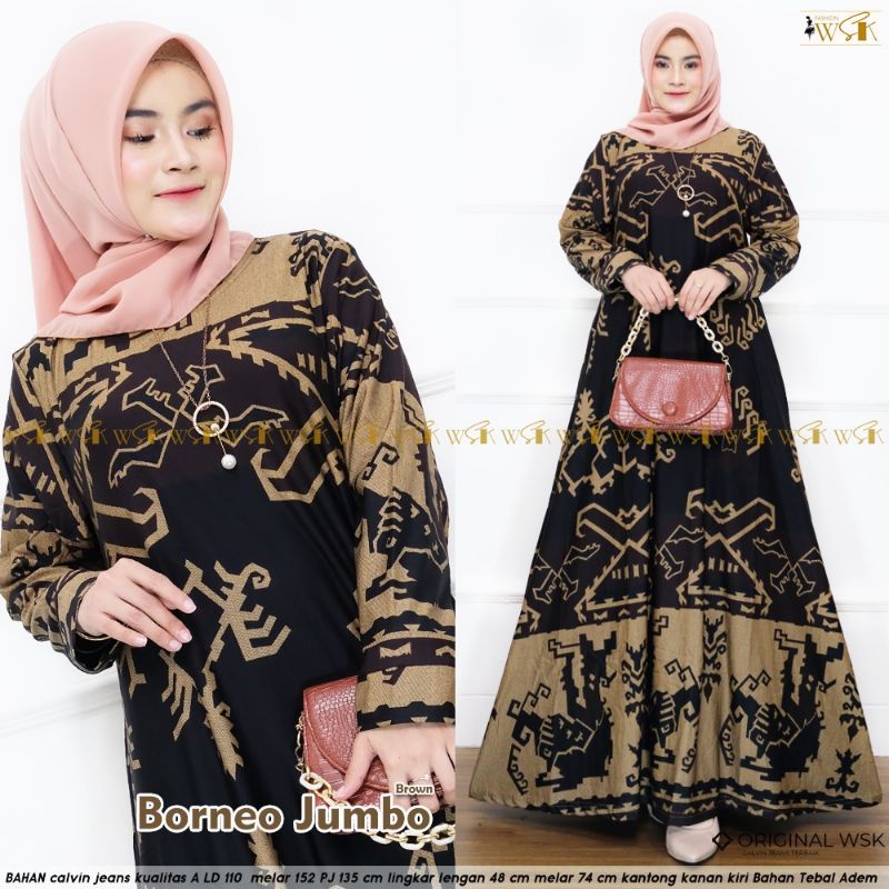 TERBARU GAMIS BORNEO BAHAN CALVIN JEANS GRADE A, LD.110-152 & LD.105-110 SAKU KANAN KIRI, by WSK