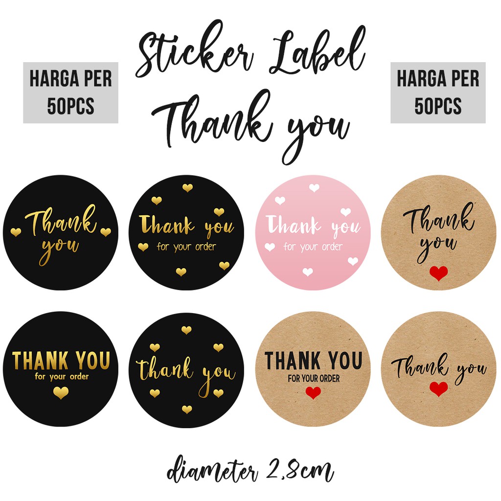 

Sticker Label Thank you diameter 2.8 cm isi 50pcs perpack