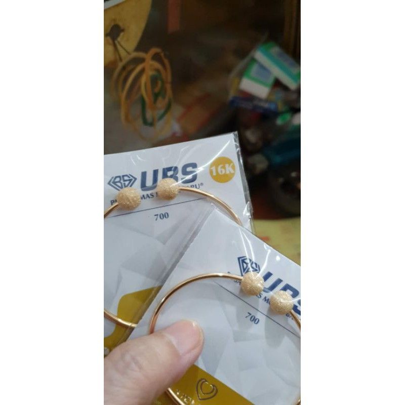 Gelang bangle kaku oval bulat bola pasir korea tinju emas asli tua kadar 700 70%