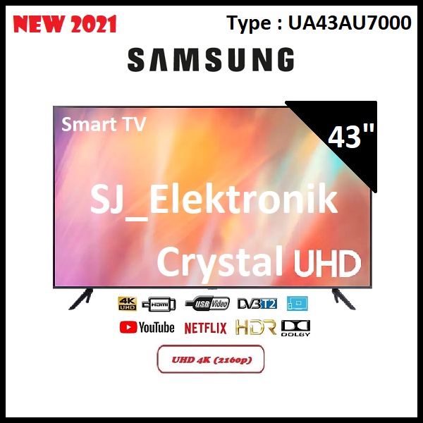 (KHUSUS LUAR KOTA) LED TV Samsung 43 Inch UA43AU7000 - 43AU7000 Crystal UHD 4K SmartTV