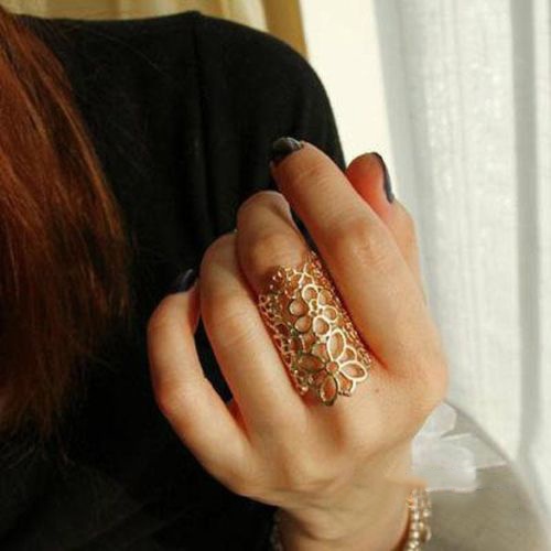 Hu Hu Hu Hu Hu Alat Bantu Pasang Kacamata♡ Cincin Wanita Model Terbuka Bahan Alloy Desain Bunga Hollow Adjustable Untuk Pestaprom