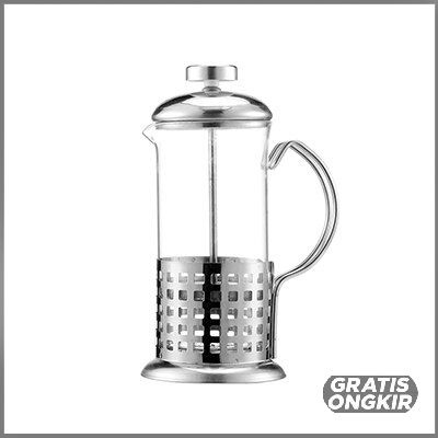 French Press Coffee Maker Pot Grid Pattern 350ml KG72I