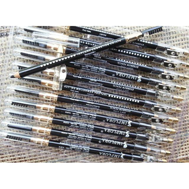 Pensil Alis Implora Eyebrow Pencil 2 in 1 Soft Type Eye Brow - IMPLORA PENSIL ALIS ORIGINAL