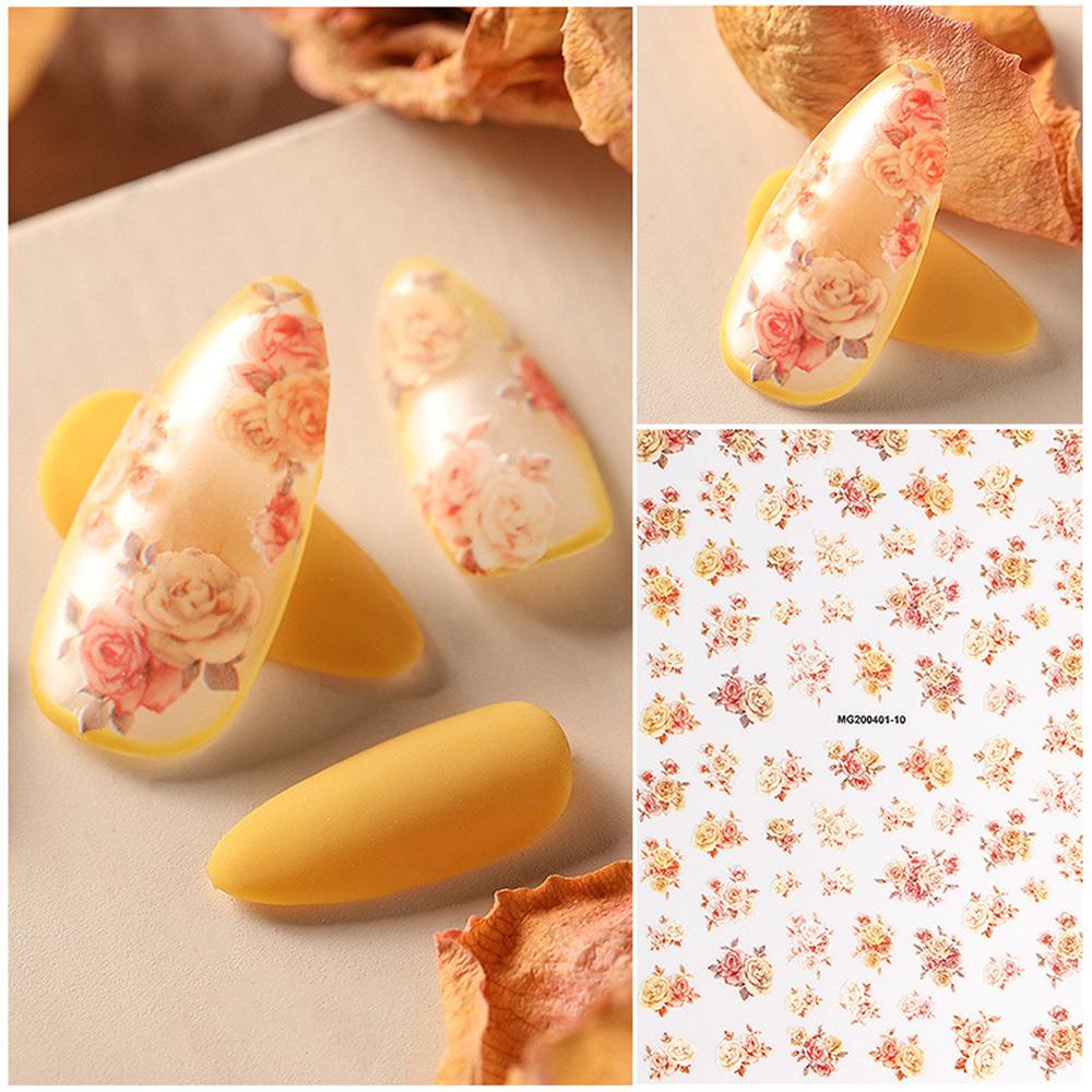 Needway   Stiker Kuku 3D 3D Angel Motif Bunga Floral Nail Foils