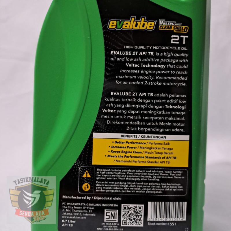 OLI EVALUBE 2T TWO STROKE OIL 0,7 LITER 100% ASLI