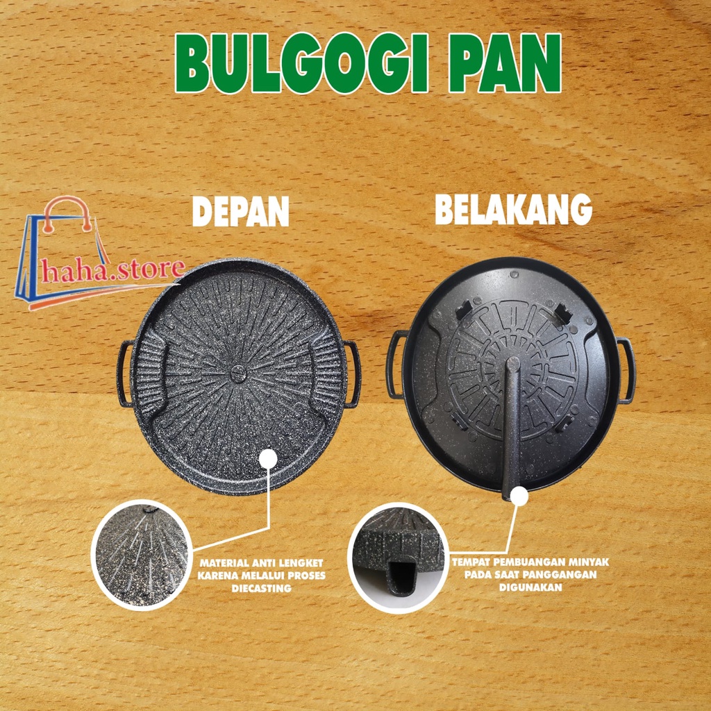 BULGOGI PAN TANPA TUTUP KACA - Bulgogi Pan 32cm Grill Marble Panggangan BBQ - Grill Pan 32 cm