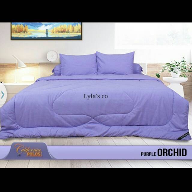 Sprei california set bedcover purple orchid 160x200/180×200