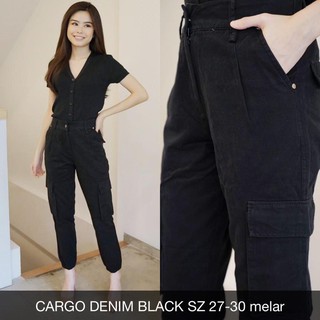  CELANA  PANJANG WANITA CARGO DENIM TWILL PANTS warna  mocca  