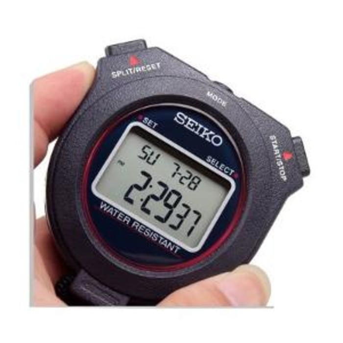 Stopwatch Seiko S23589P1 S23589 S23589P Digital Hitam Original