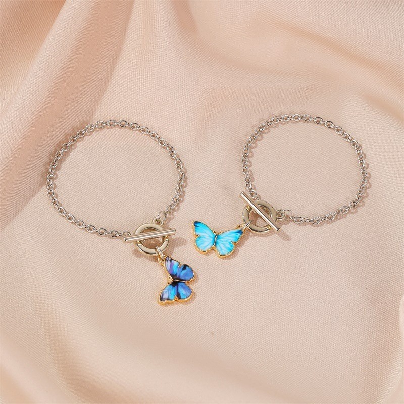 KALUNG GELANG BUTTERFLY LIONTIN KUPU KUPU WARNA BIRU GAYA KOREA STYLE NECKLACE BRACELET ELEGAN AKSESORIES WANITA TRENDY MASA KINI SR15