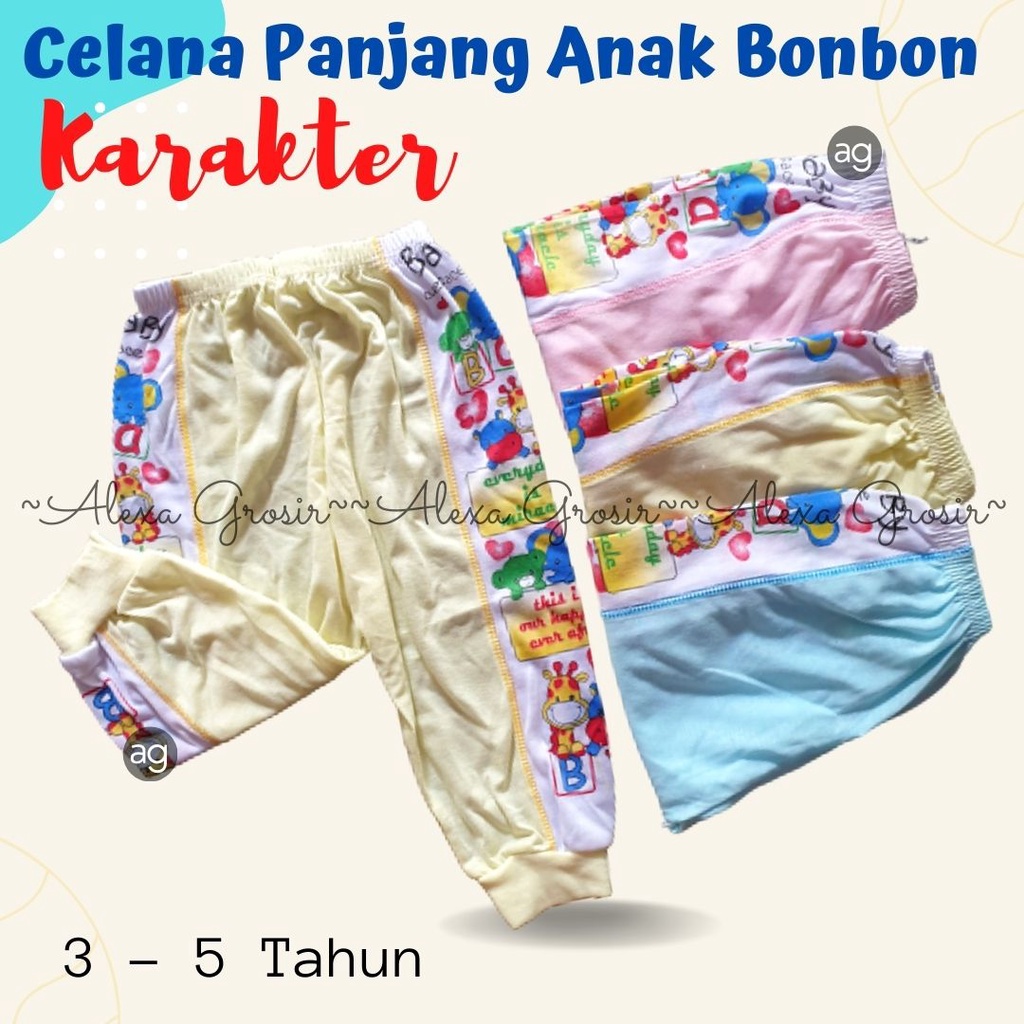 Celana Panjang Bayi Halus Lembut 3-5 Tahun Size S M L XL XXL/3L