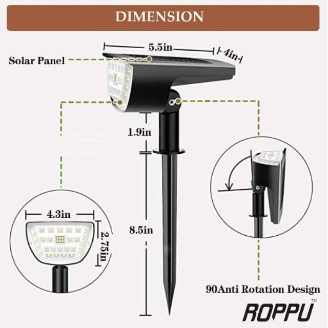 Roppu Lampu Solar Taman Outdoor Tenaga Surya 32 LED