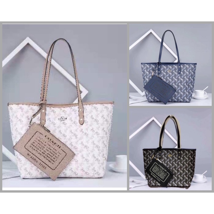 Coach city horse Reversible Tote bag tas wanita double side used premium mbq