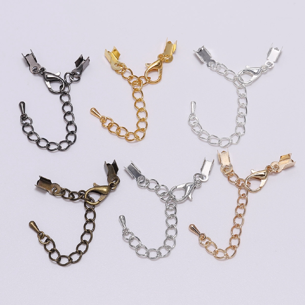 10pcs/lot 3 4 5 8mm Silver Gold Cord Clips Extender Chain Connectors Findings Lobster Clasp For Jewelry Making DIY Bracelet Cord