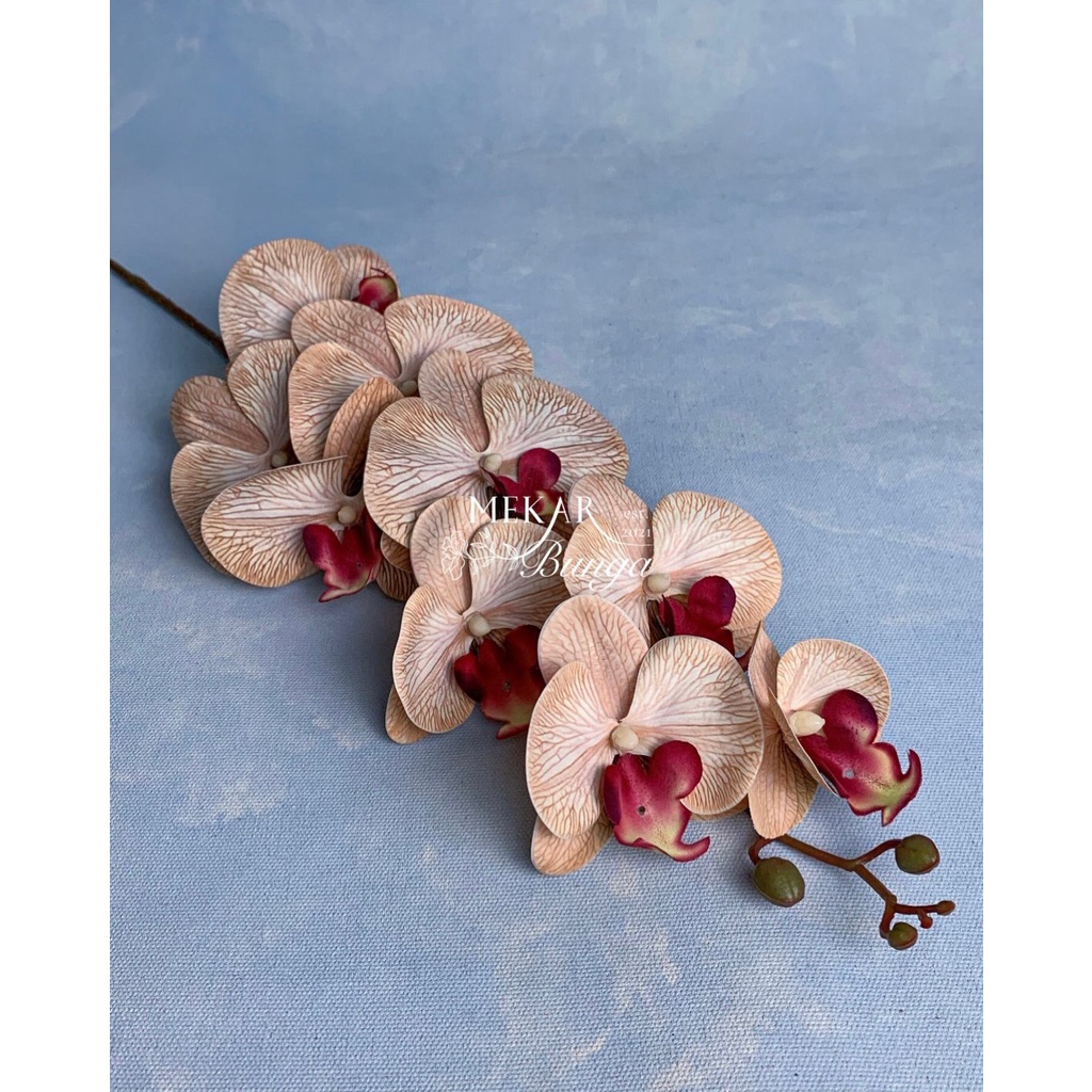 (FR 44) - Bunga Artifisial Anggrek Premium Latex x 9 Dekorasi Pelaminan Hantaran Rumah