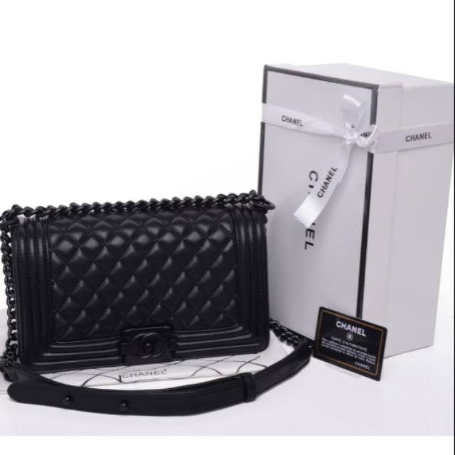 Tas Chanel Boy So Black Semi Premium 8811