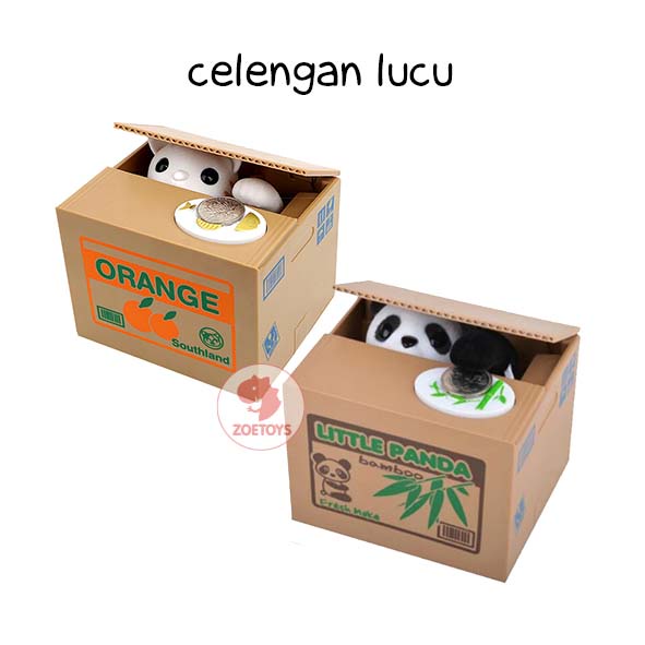 Zoetoys Celengan Lucu | Steal Money Cat Piggy Bank Kucing Cat Panda Piggy Bank Steal Money Ocelot Remover