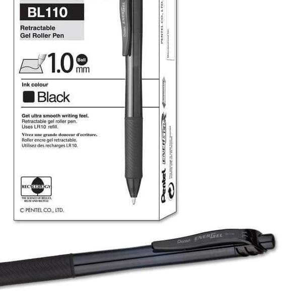 

☂ Pulpen Pentel Energel 1.0 MM / 0,5 / 0,7 - Hitam ▲