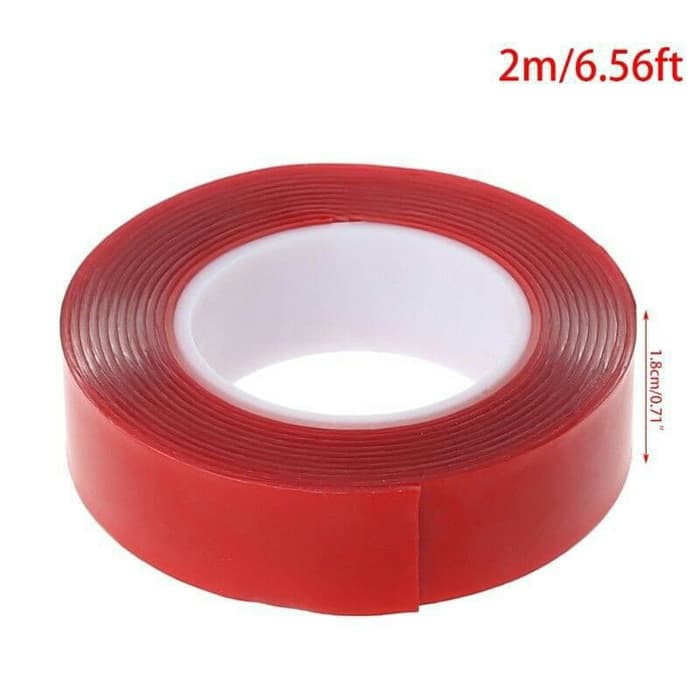 Doubletape Bening 10Mm Transparan Double Tape Gel Jelly Perekat Selotip - Merah