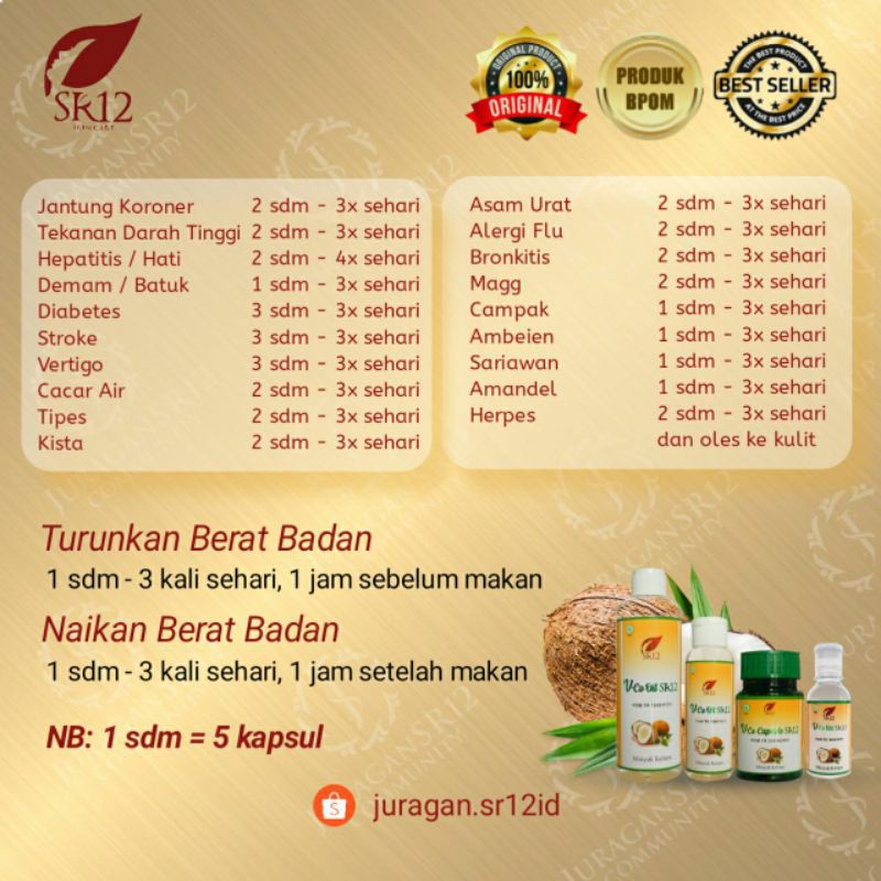 IMUN BOOSTER TERLARIS !! VCO MINYAK KELAPA MURNI SR12 / VICO VIRGIN COCONUT OIL 60ml