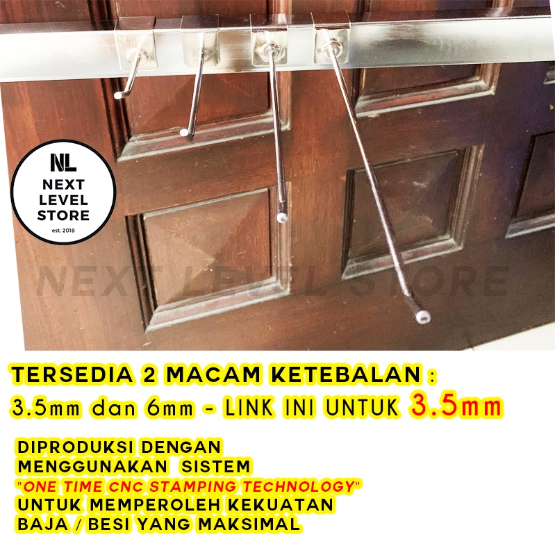 Single Hook Kotak Stainless 15 cm 15cm Cantolan Besi Tebal 3,5mm 3mm Ram Rak - LINK GROSIR