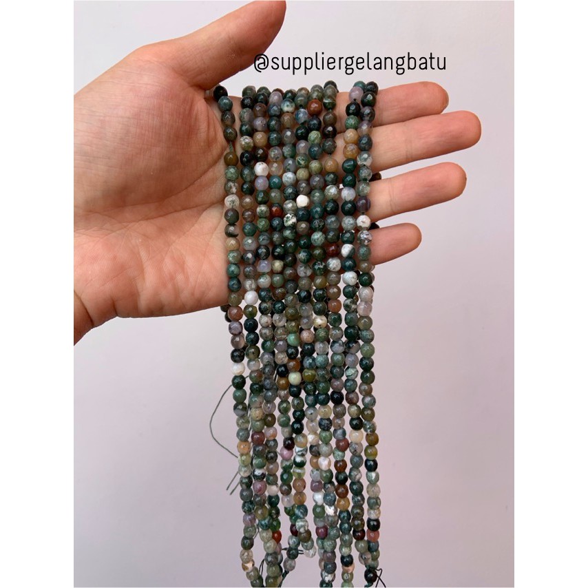 batu INDIAN AGATE 6mm cutting bahan gelang kalung INDIA FACETED STONE