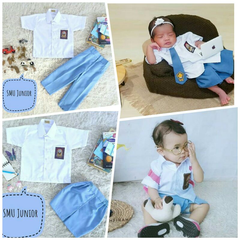Baju seragam SMA junior pakaian SMU anak kostum photo shoot baby new born photography properti foto 