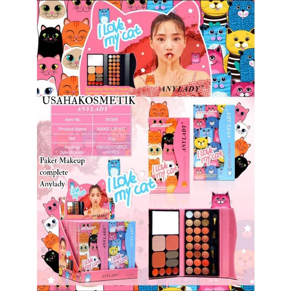 PROMO EYESHADOW ANYLADY MAKEUP PALLETE 9 WARNA | I LOVE MY CAT NO.750 | NO.8636K/8636E/8603D