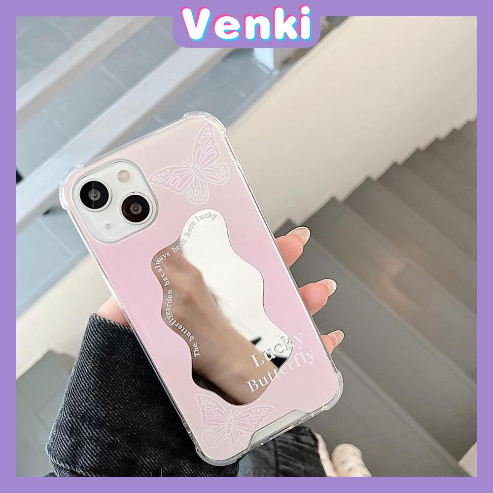 iPhone Case Acrylic HD Mirror Laser Airbag Shockproof Protection Camera Cute Pink Butterfly Compatible For iPhone 11 iPhone 13 Pro Max iPhone 12 Pro Max iPhone 7 Plus iPhone xr