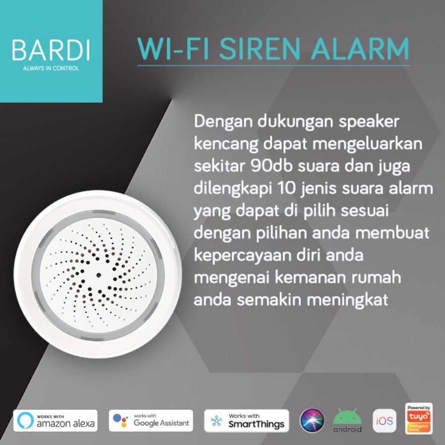 BARDI Smart Home Wi-Fi Siren Loud Alarm Android/iOS Support