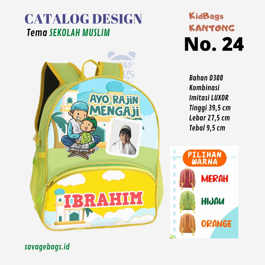 

Tas Anak Custom - Tas Anak PAUD/TK Tema Sekolah Muslim 24 [KidBags Kantong] - 1 HARI JADI