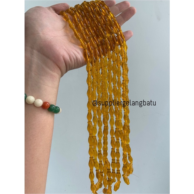 manik ujung kepala tasbih GUCI ORANGE bening craft kalung gelang 8mm