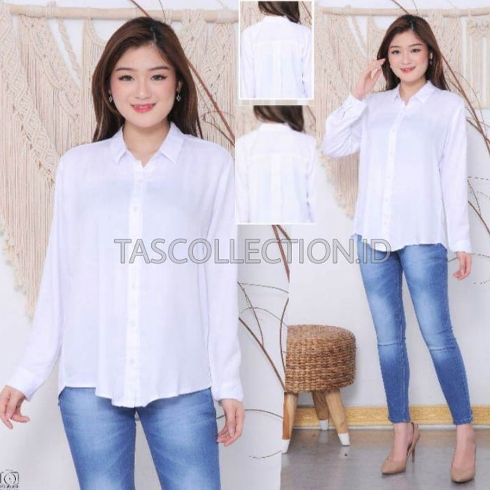 Kemeja wanita Basic lengan panjang bahan Moscrepe