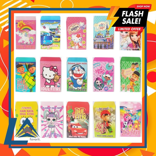 

(LA FAVORITE). ISI 20 LEMBAR Amplop Lebaran Anak-Anak / Amplop Lebaran Karakter Anak - Angpau Anak / Amplop Anak