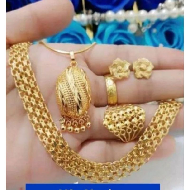 set perhiasan wanita dubay emas imitasi 24k