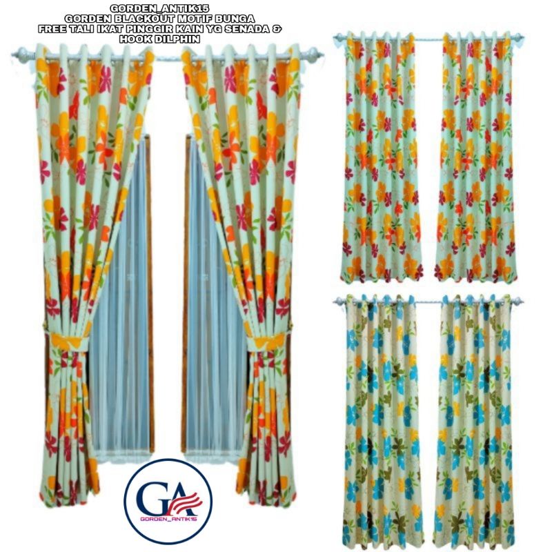 Gorden Blackout Series Motif Bunga Sakura - Hordeng Jendela - Korden Pintu