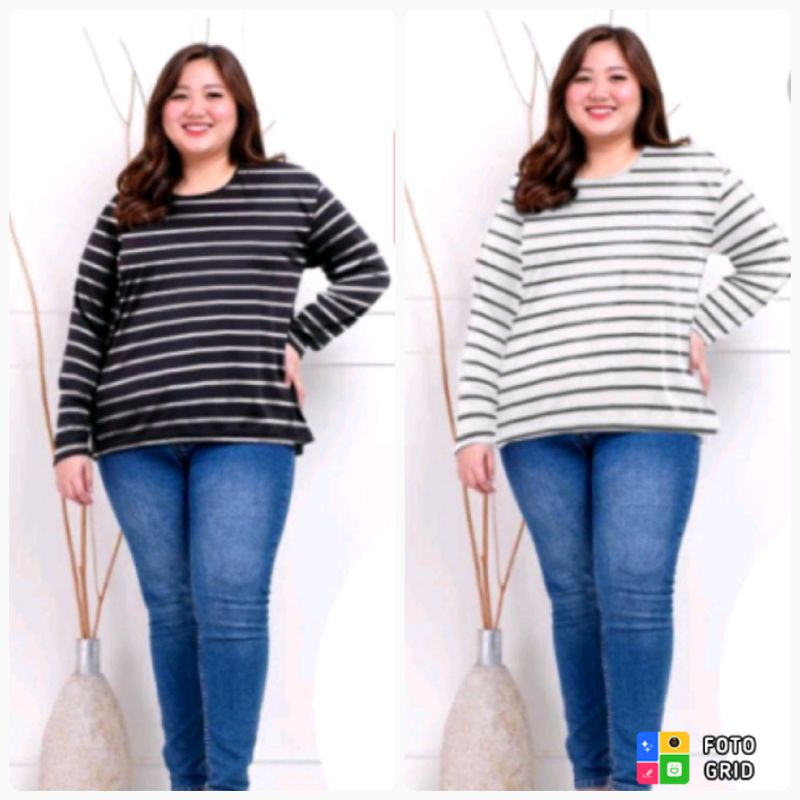 kaos salur jumbo wanita manset salur xxxl