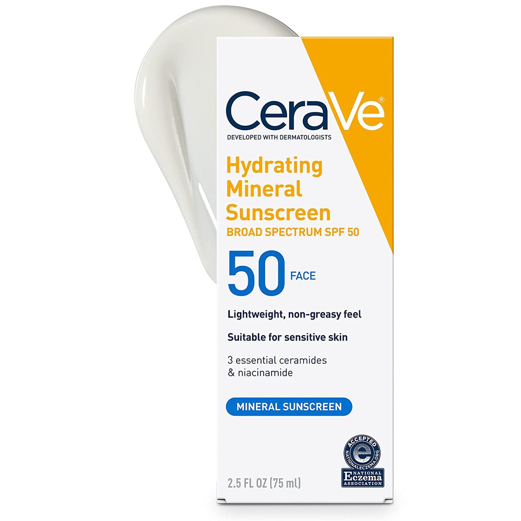 CeraVe 100% Mineral Sunscreen SPF 50 Face Sunscreen with Zinc Oxide