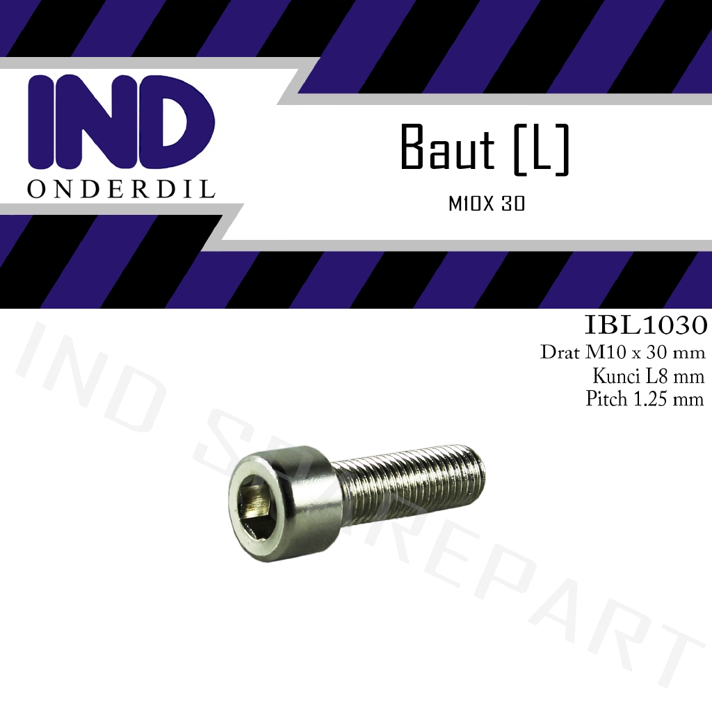 Baut-Baud-Bolt L-L8 M10x30-10x30-M 10 x 30 Kunci-K 8 P-Pitch 1.25