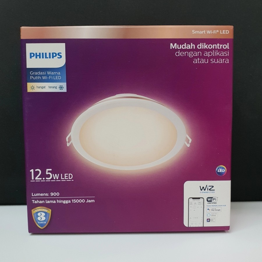 Downlight Philips Smart WiFi LED 12,5W Tuneable Dimmer Putih - Kuning Downlight Led Philips WiFi