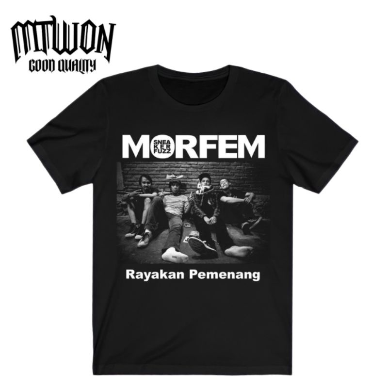 Kaos MORFEM - RAYAKAN PEMENANG rock n roll baju band hitam/black pria wanita dewasa remaja anak tshi