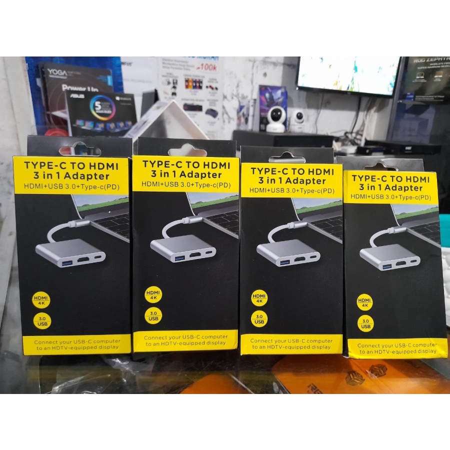 Adapter Type C TO 3 Socket HDMI Usb Type C