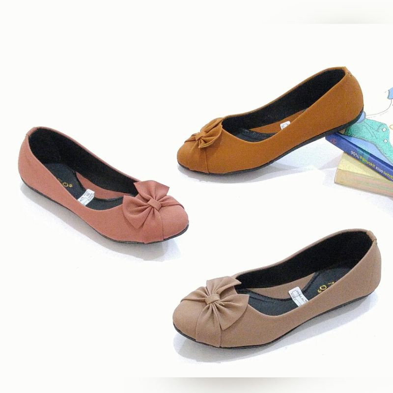 OBRAL CUCI GUDANG BORNEO ND08 XAVYERA SEPATU FLATSHOES RIBBON SOL KARET