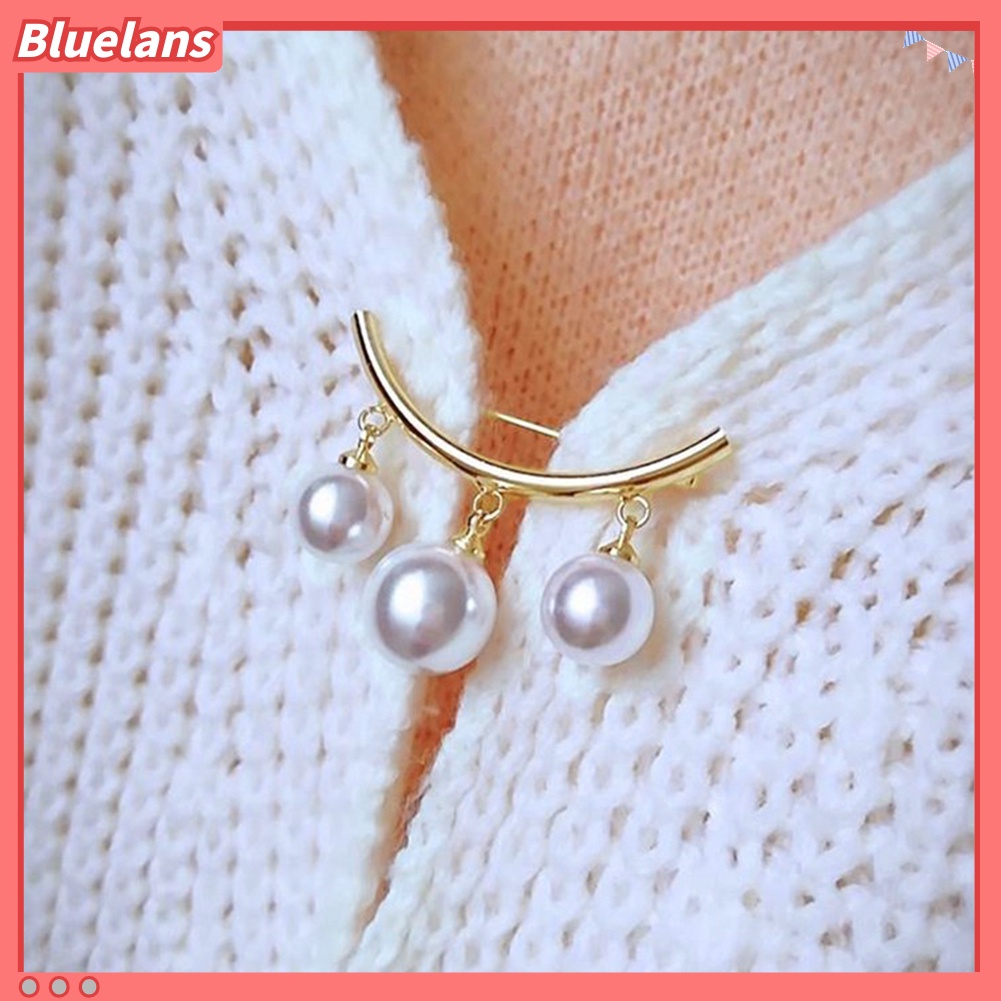 Bluelans Fashion Faux Pearl Dangle Beads Collar Lapel Brooch Pin Clothes Jewelry Decor