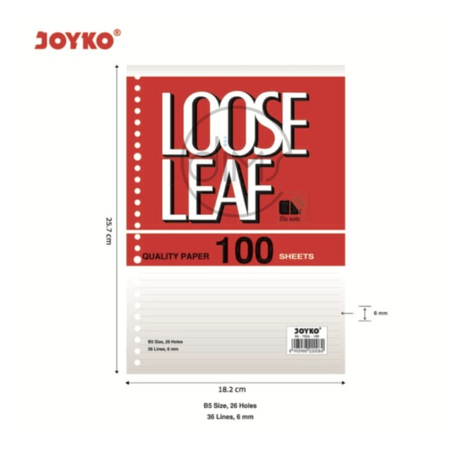 

Loose Leaf / Isi Kertas File / Binder Joyko B5-7026 / 100 Lembar