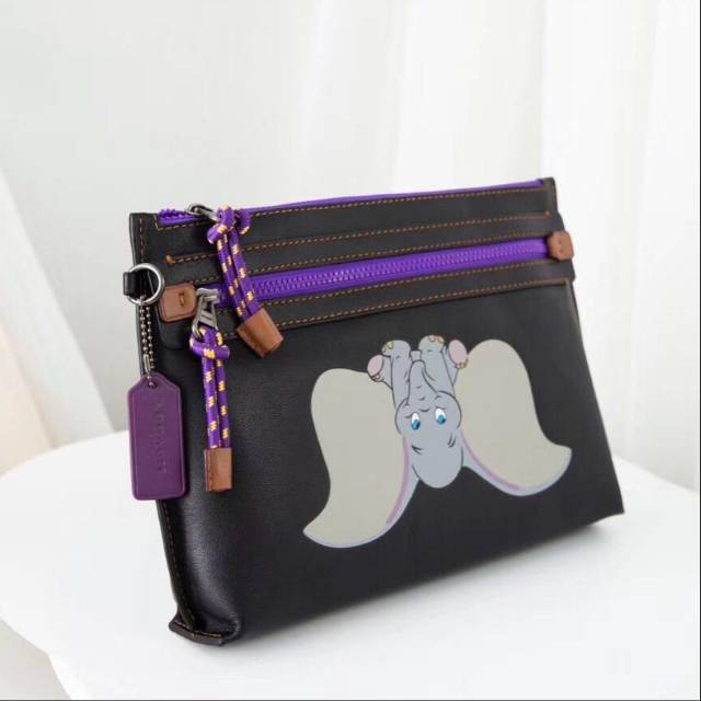 COACH men x disney Academy Pouch with Leather Dumbo original authentic asli kulit