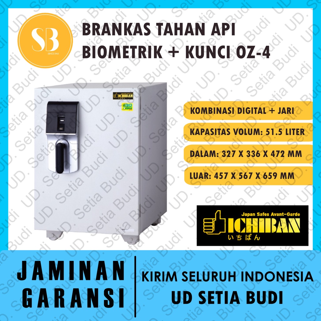 Brankas Ichiban Tahan Api Sidik Jari &amp; Kunci Non-Alarm OZ-4