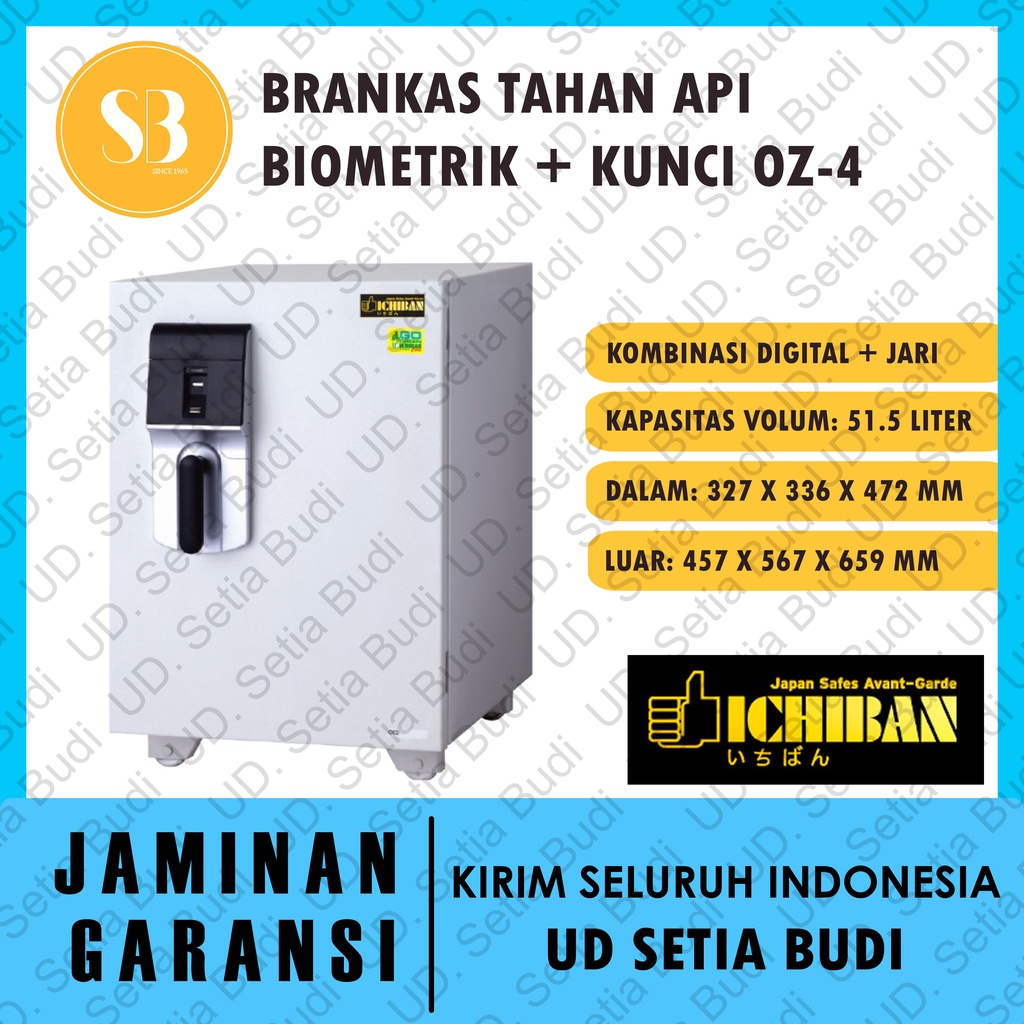 Brankas Ichiban Tahan Api Sidik Jari &amp; Kunci Non-Alarm OZ-4