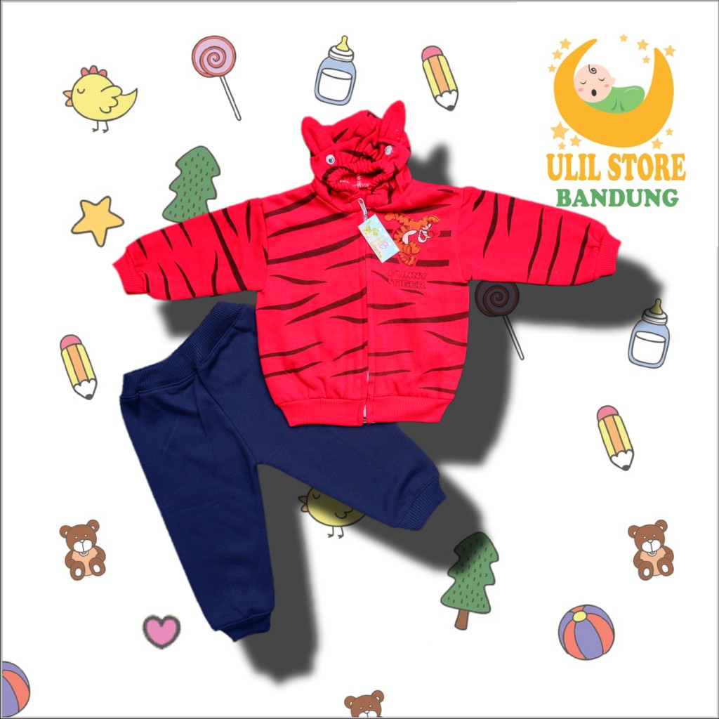 Setelan Jaket Bayi Anak 3 - 18 Bulan, Setelan Sweater Anak FUNNY TIGER, Sweater Bayi Celana Joger-1