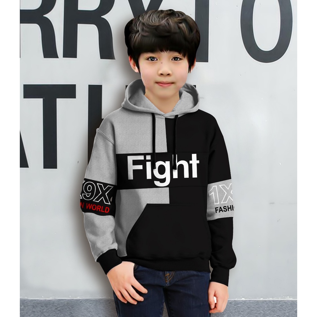 Jaket Anak Laki Laki/Jaket Anak Terbaru/Hoodie Anak Fight  Gaming Bahan Fleece Tebal 4-11 TAHUN